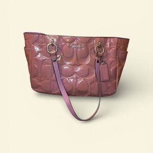 Coach Pink Patent Leather Signature C Tote Shoulder Bag